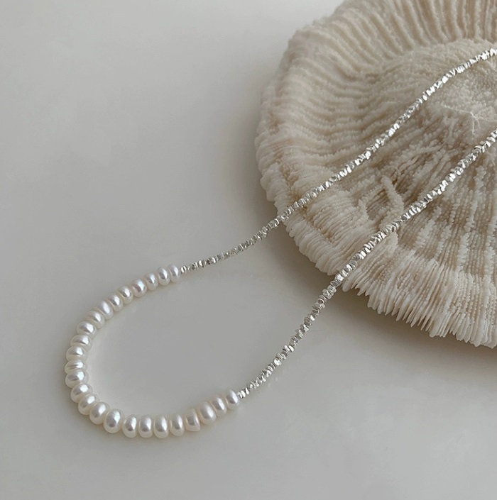 925 Sterling Silver Beads With Pearl Necklace